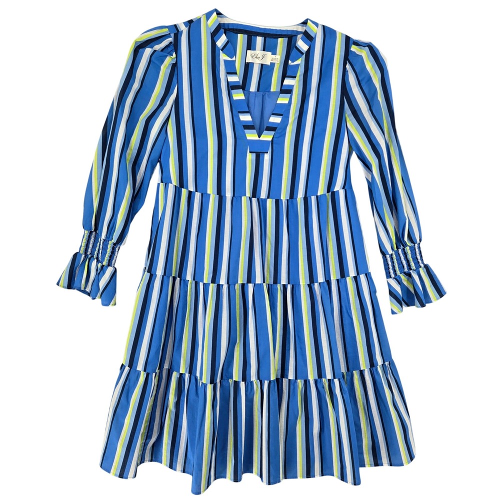 Eliza J Size 4 Striped Tiered Womens Teachercore Coastal Preppy‎ Mini Dress